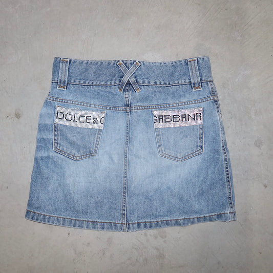 Dolce & Gabbana SS2003 Rhinestone Denim Mini