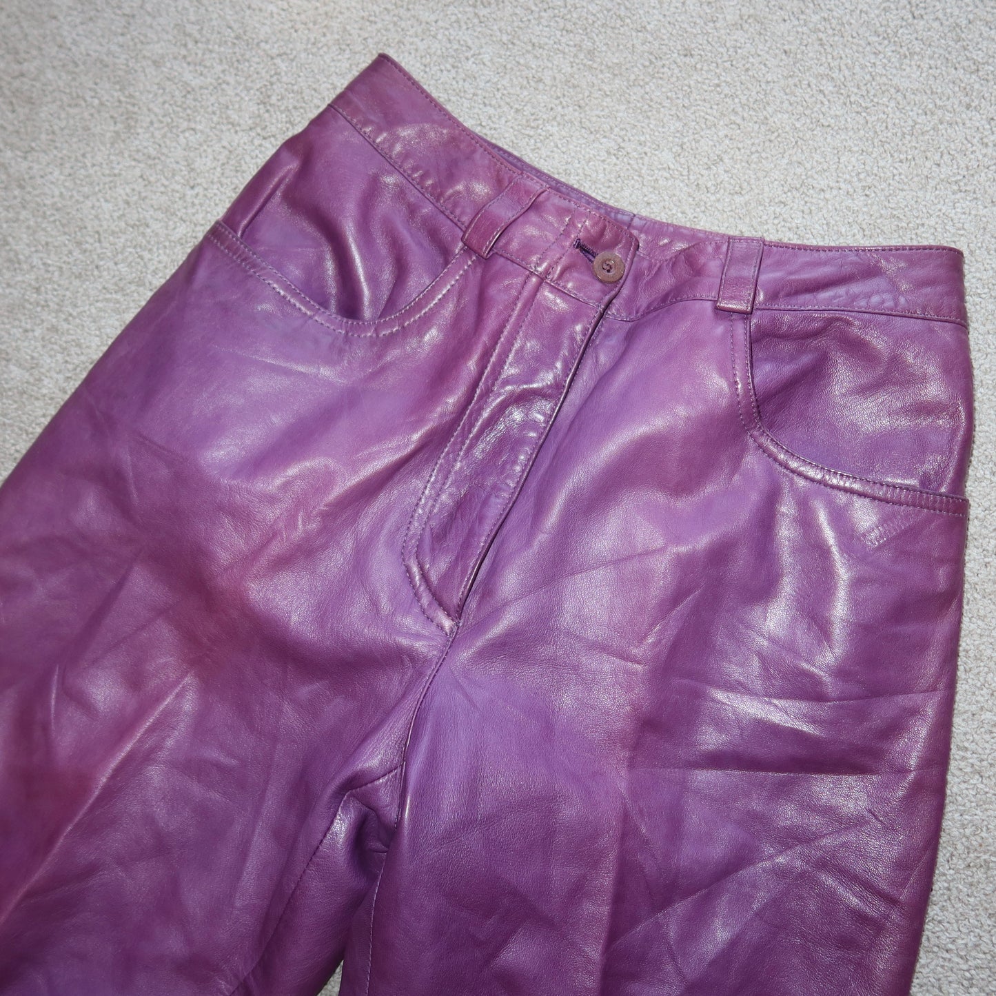 Gianni Versace Purple Leather Pants