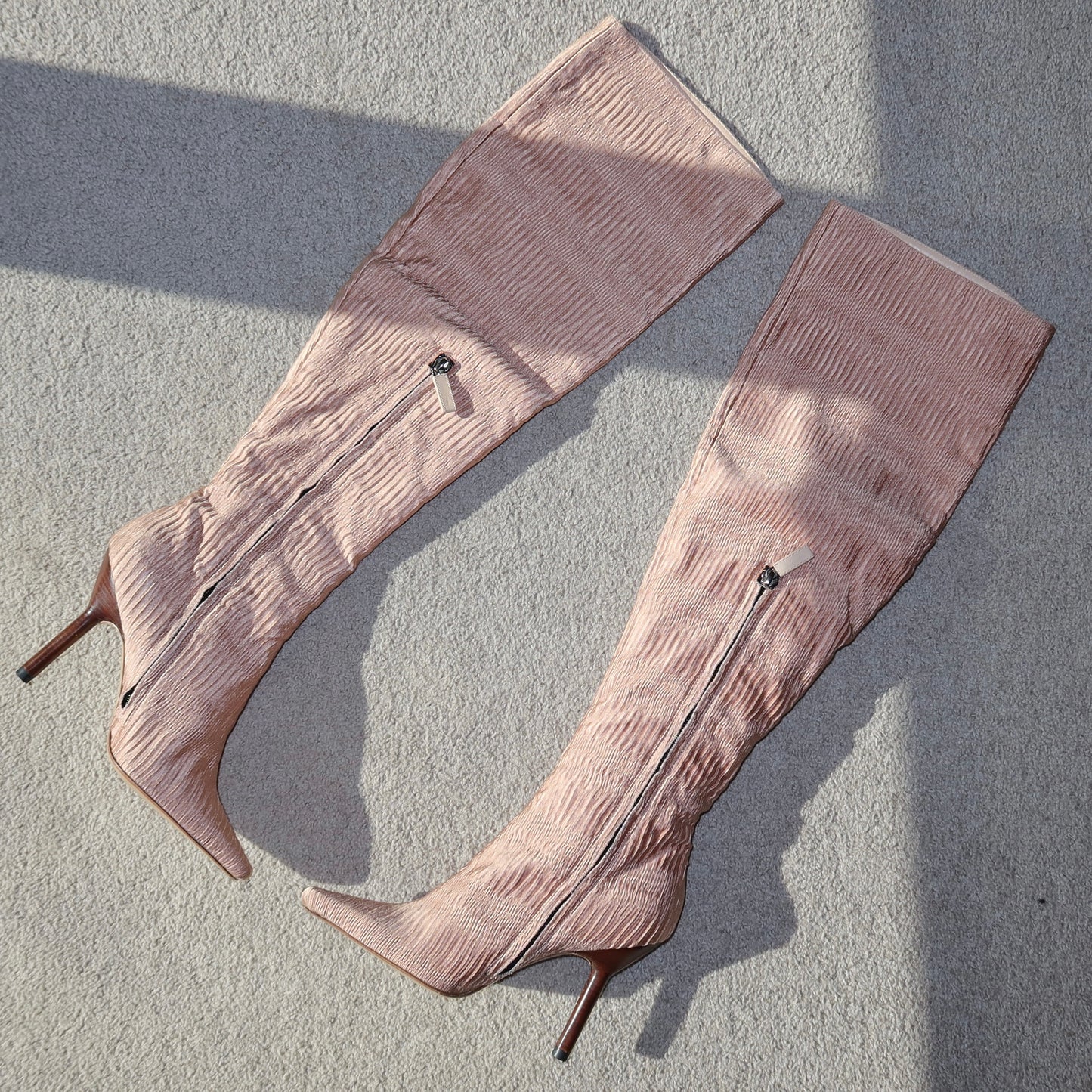 Gucci AW1999 Pink Silk Thigh High Boots