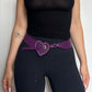 Moschino Purple Leather Heart Buckle Belt