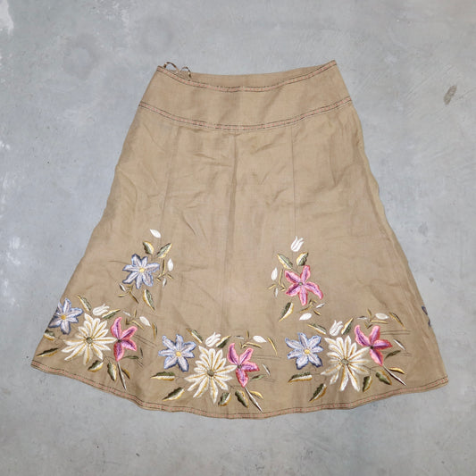 DKNY Embroidered Linen Skirt