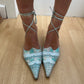 El Dante’s Blue Snake Print Mules with Ankle Wraps (40)