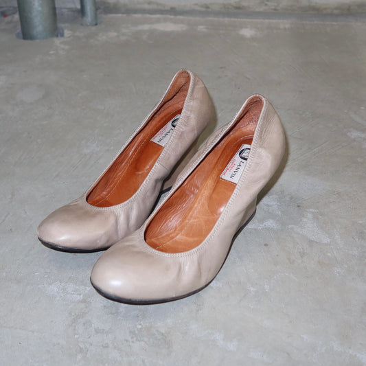 Lanvin Beige Leather Wedges (40)