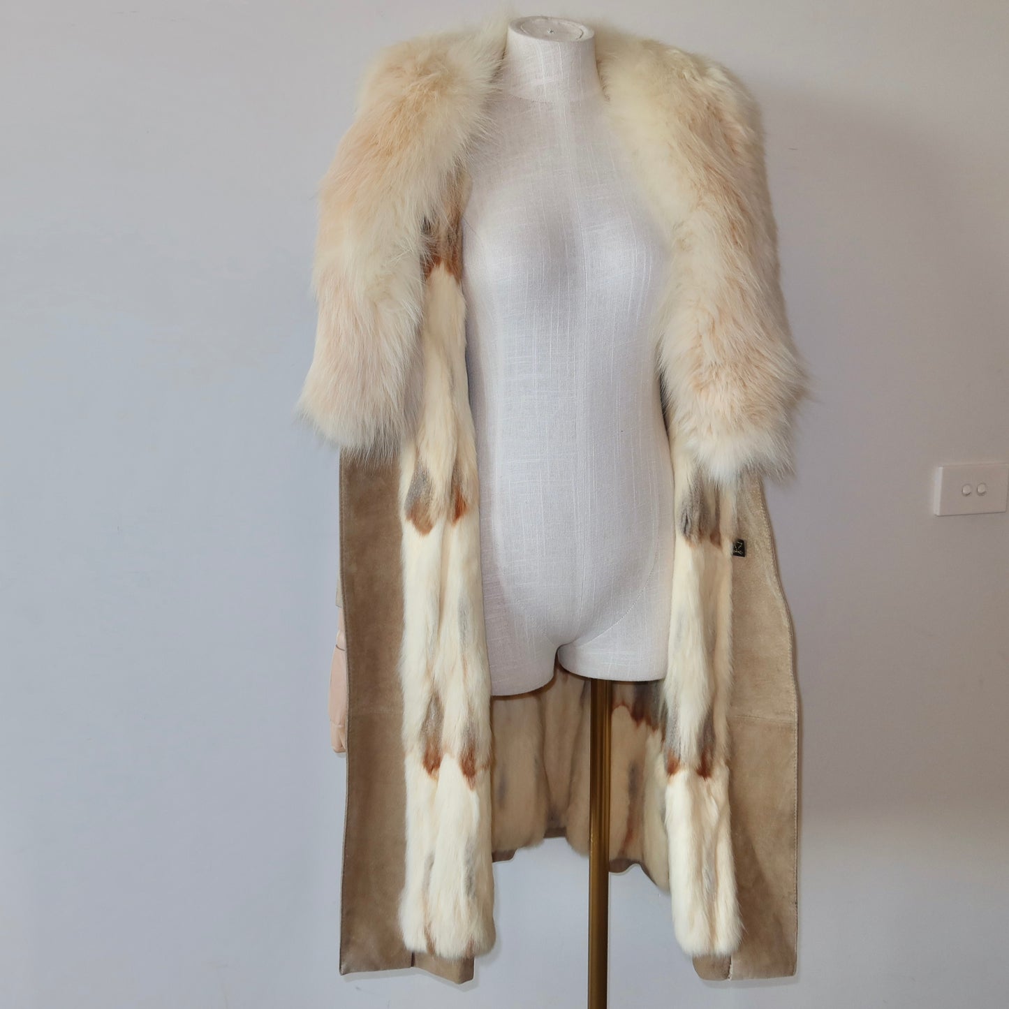 Vintage Suede Trench with Fox Fur Collar and Lining