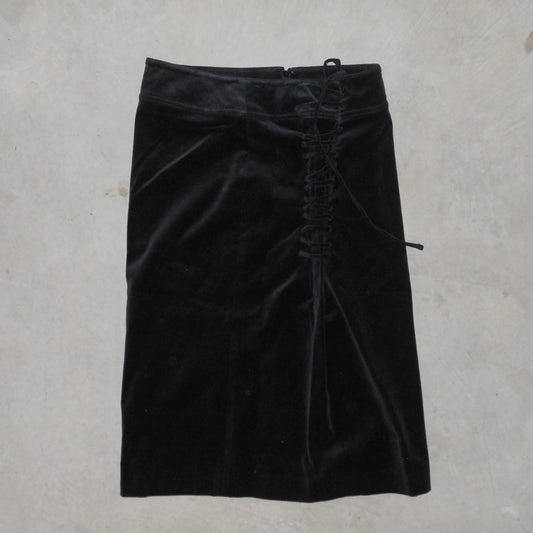 Gucci AW2002 Black Velvet Midi Skirt