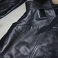 Vintage Black Leather Trench with Fur Collar