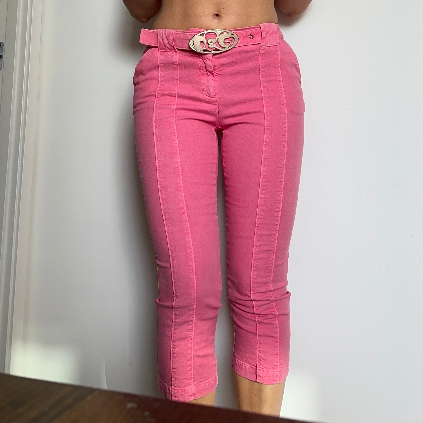 D&G Pink Capris with Belt