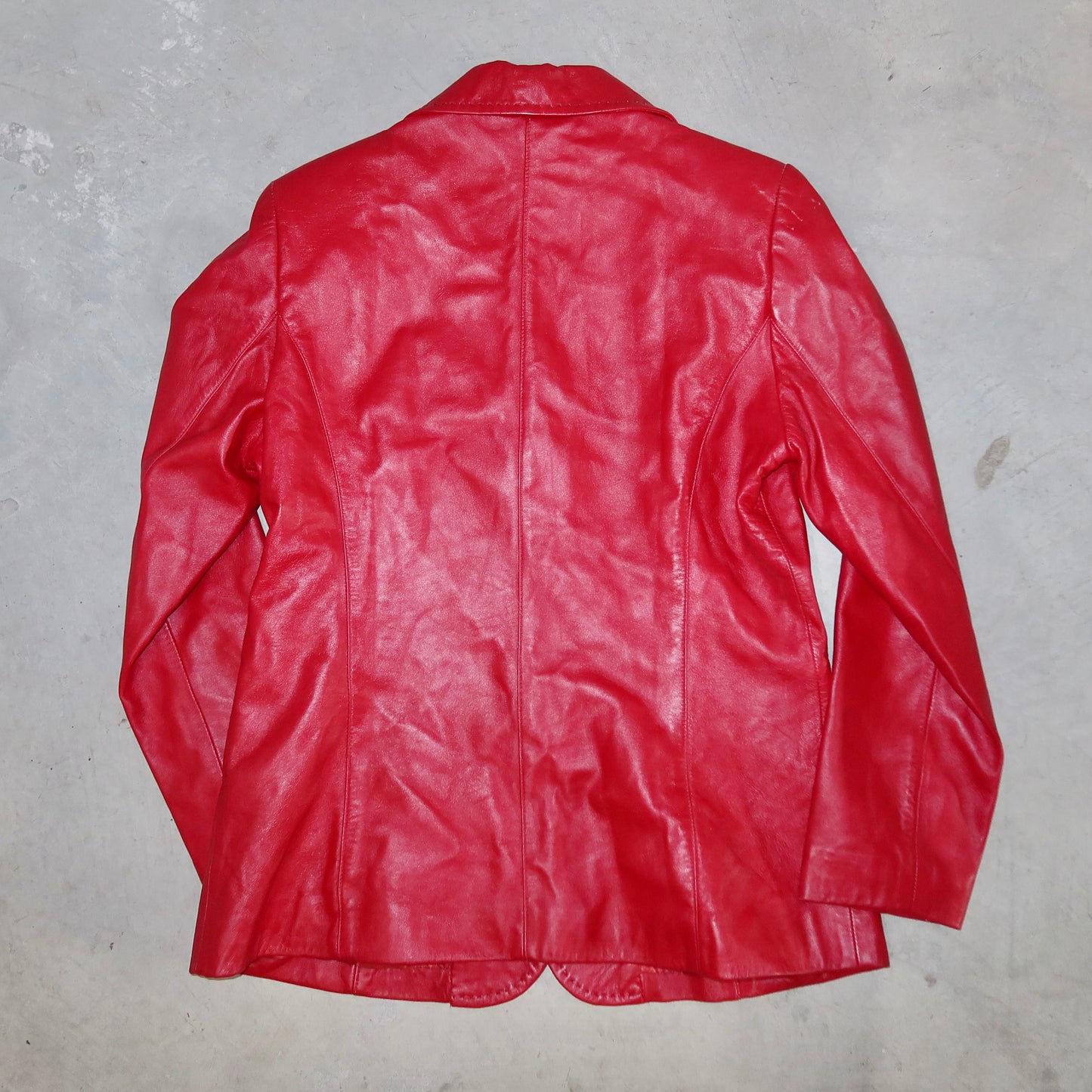 Balmain Red Leather Blazer