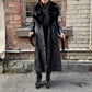 Vintage Leather Trench with Real Fur Collar