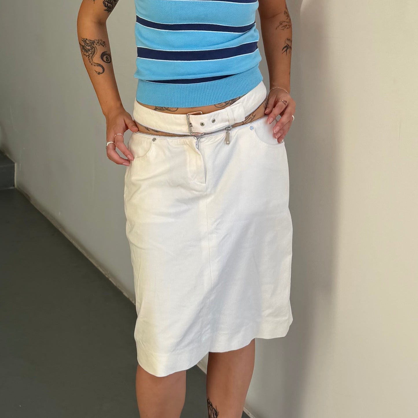 Celine White Zip Skirt