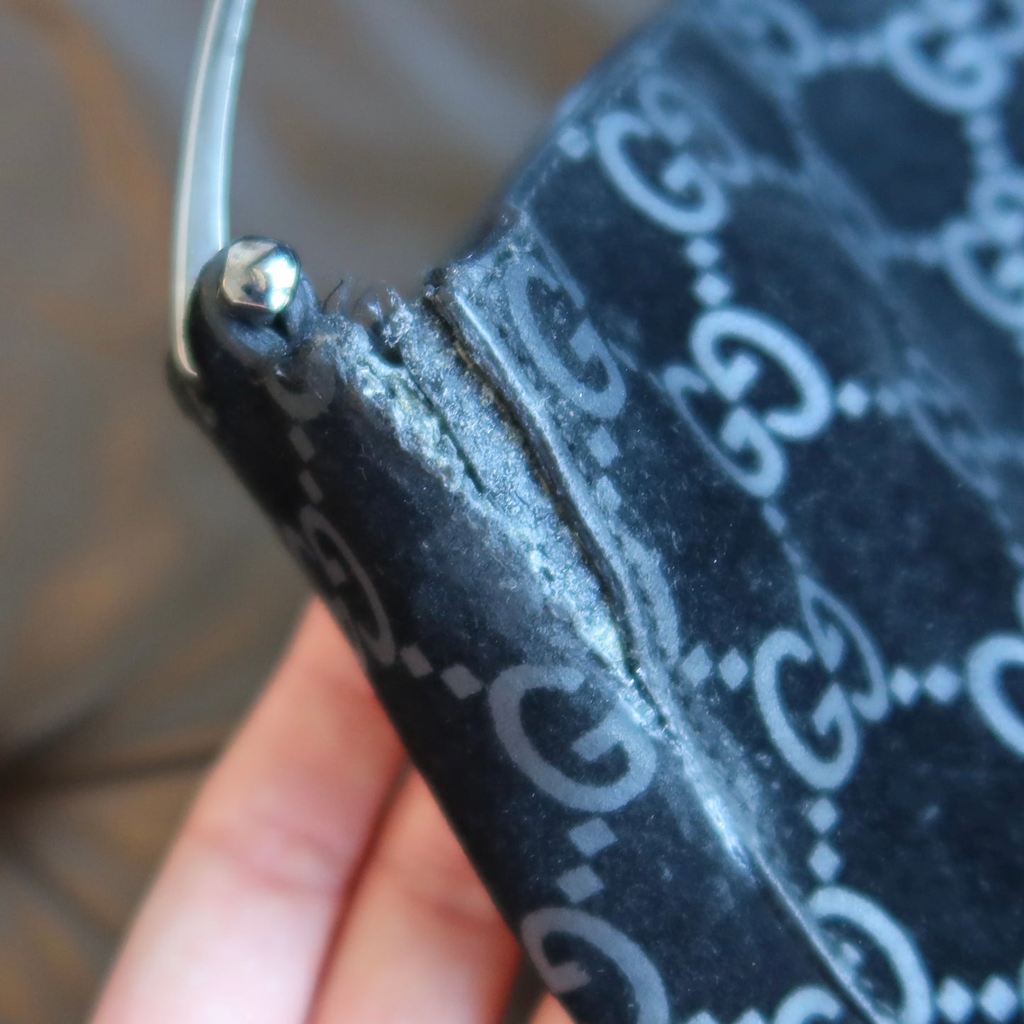 Gucci Suede Horsebit Handle Monogram Bag