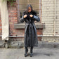 Vintage Leather Trench with Real Fur Collar