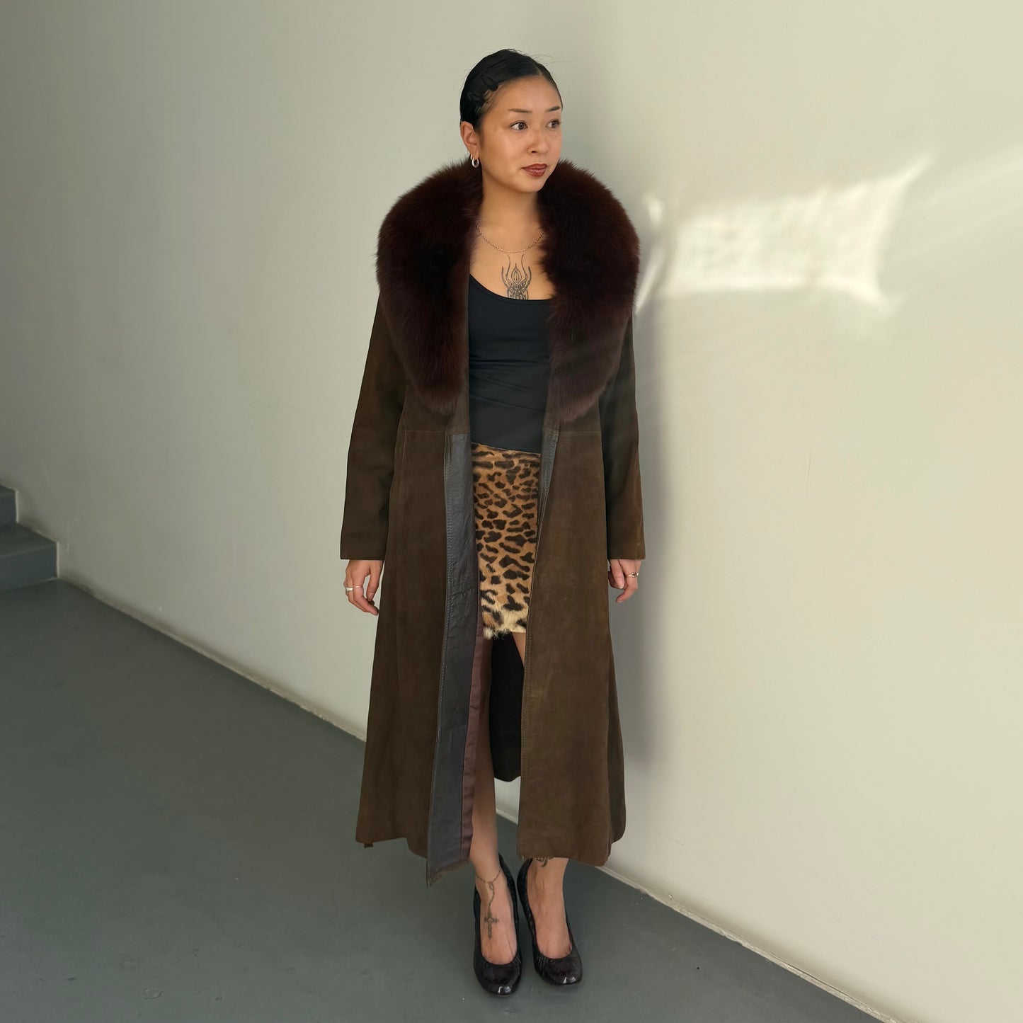Vintage Brown Suede Trench