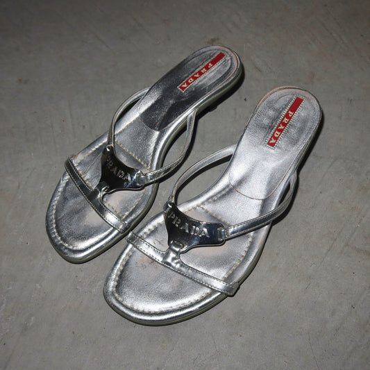 Prada Logo Plaque Heels (36-37)