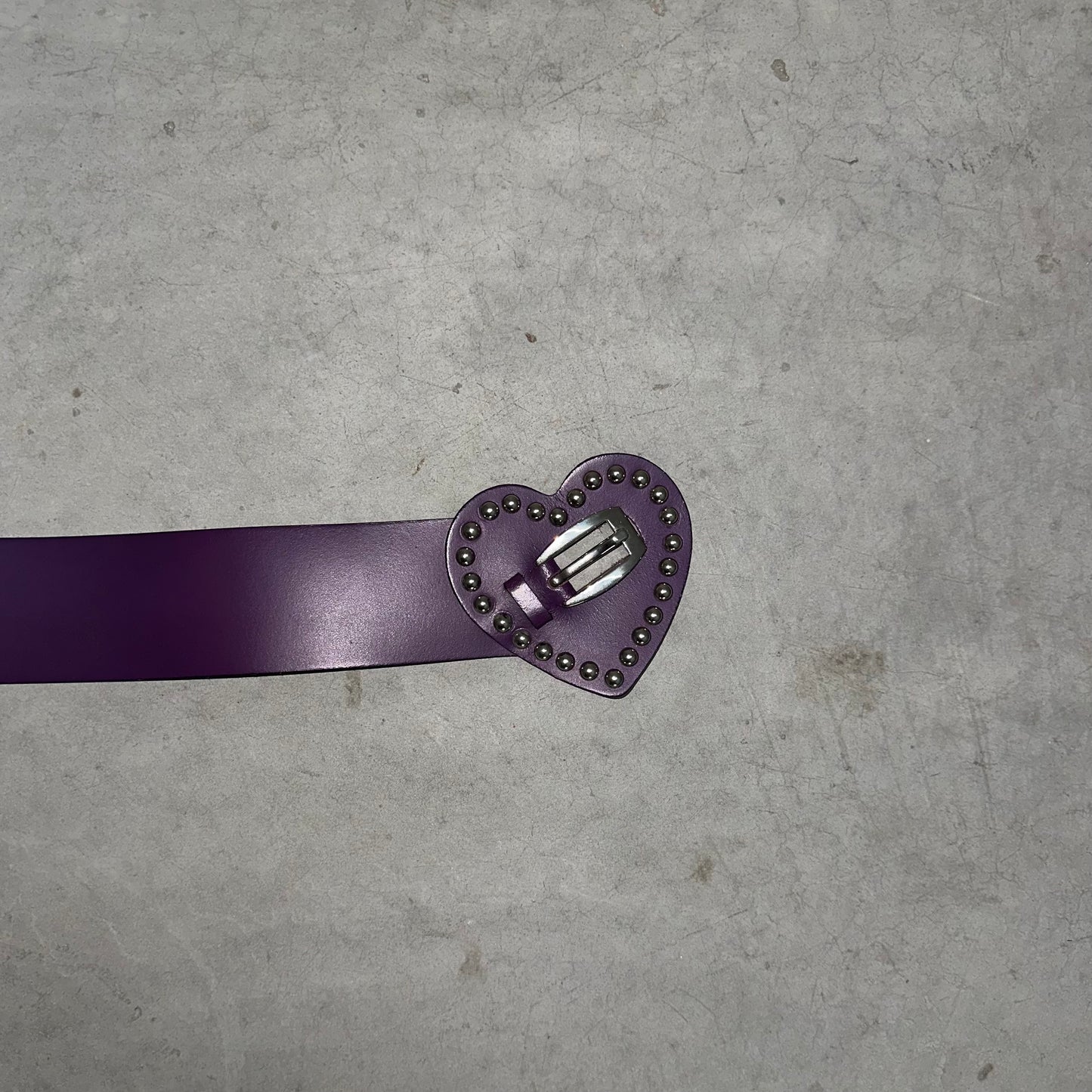 Moschino Purple Leather Heart Buckle Belt