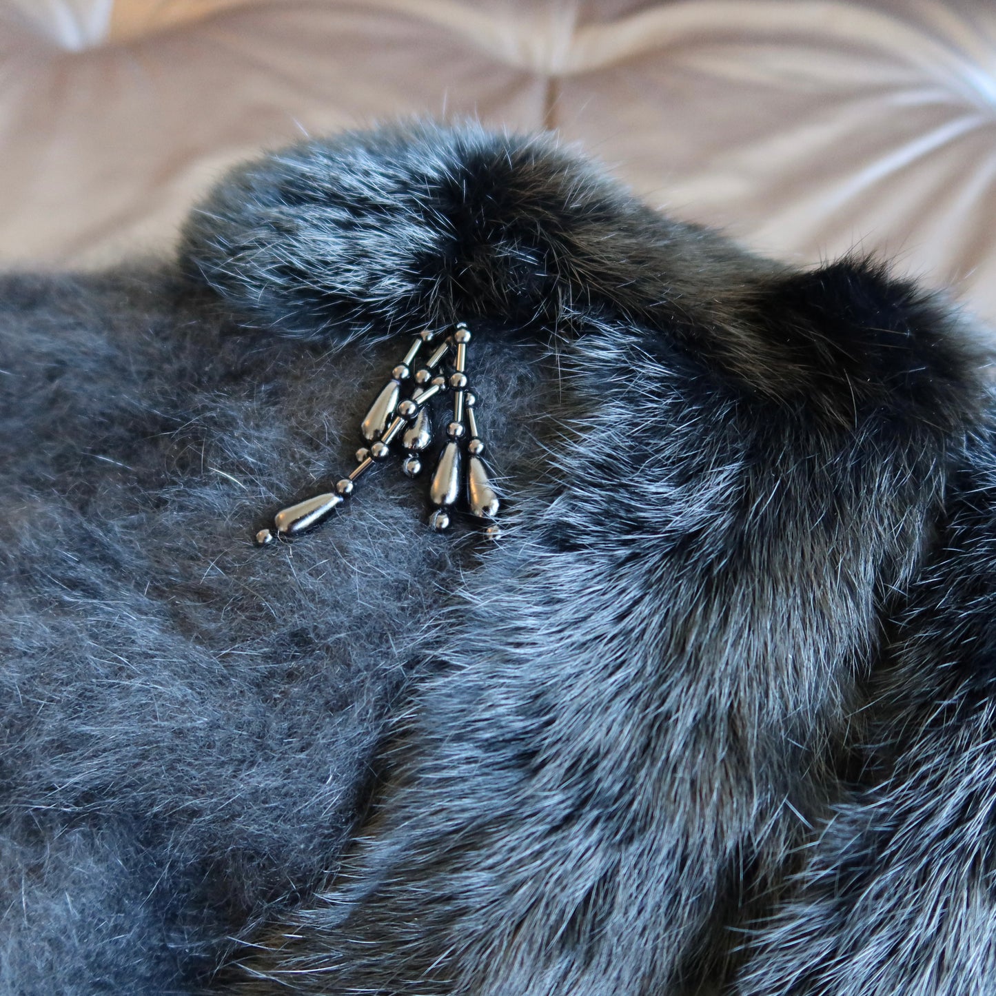 Vintage Angora and Fur Beaded Cardigan