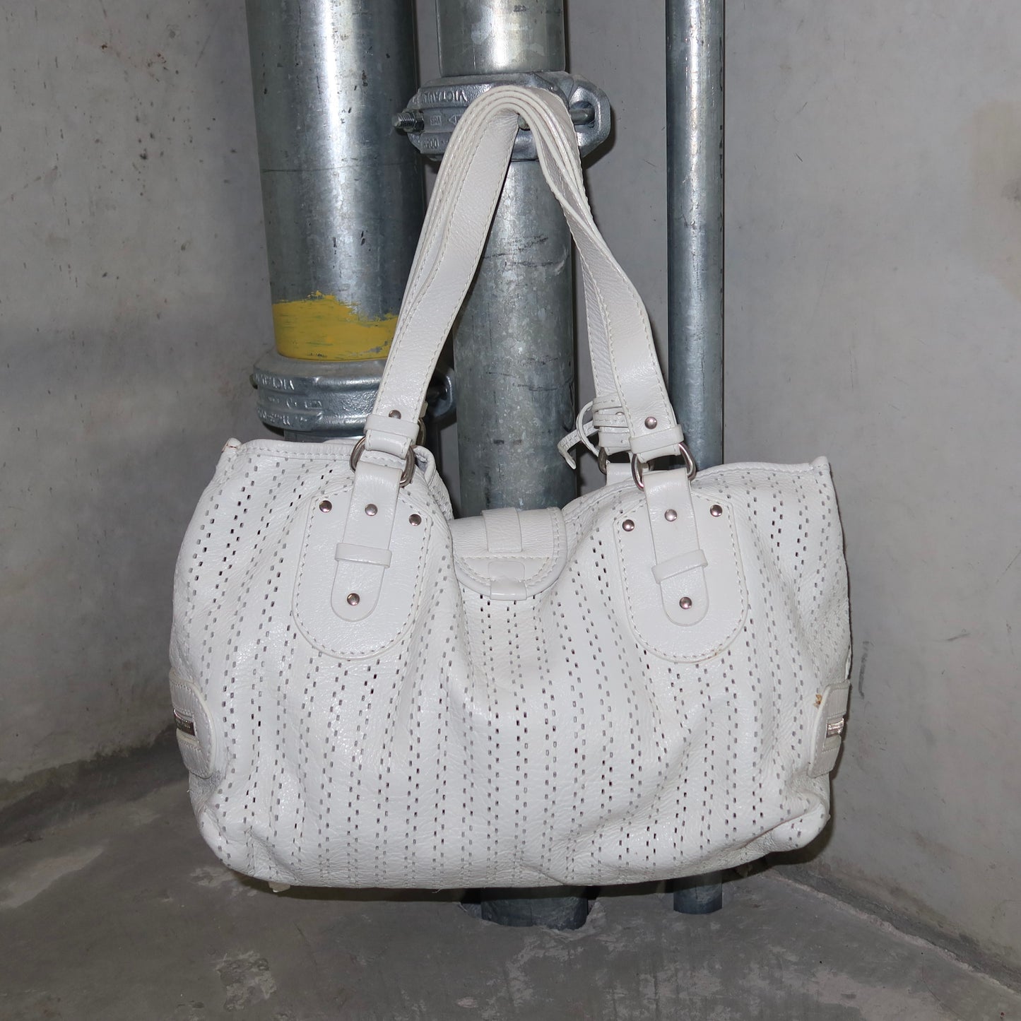 Chloé White Perforated Leather Kerala Bag