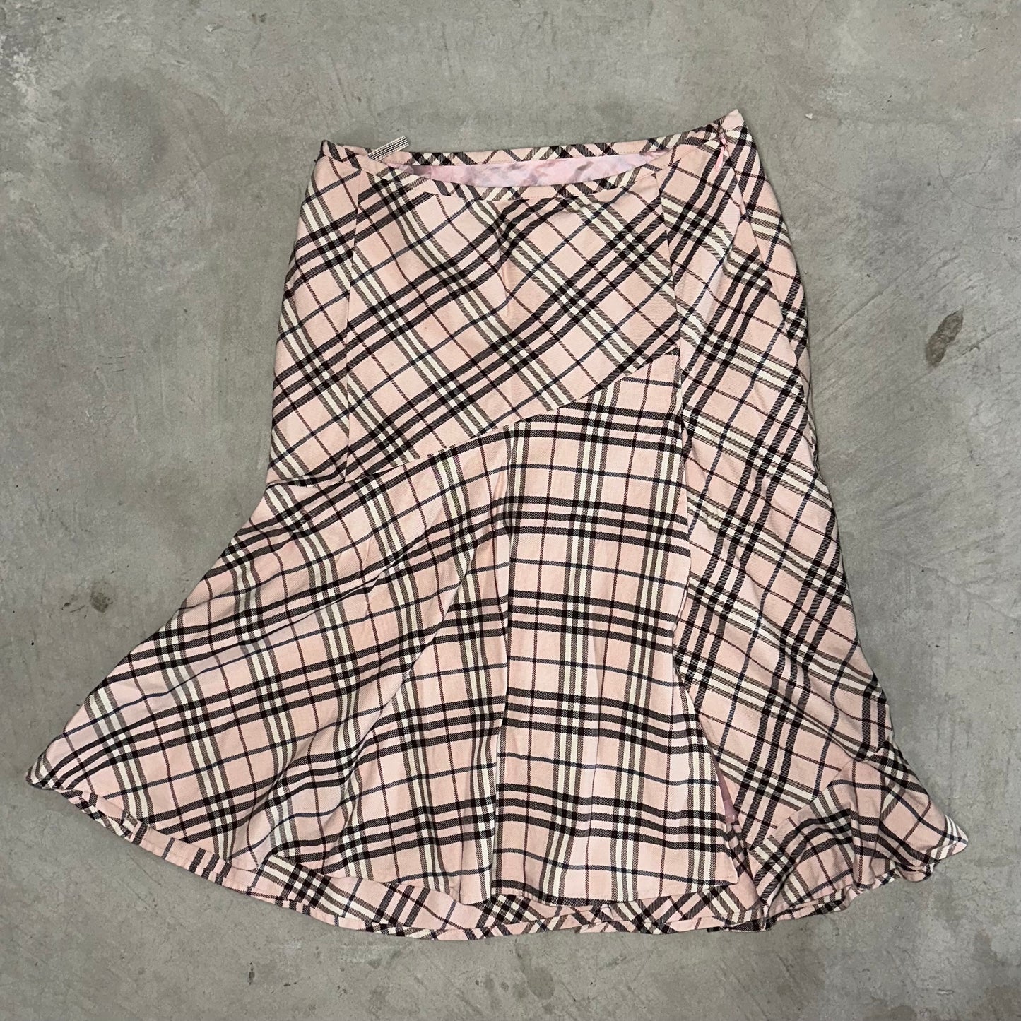 Burberry Pink Check Skirt