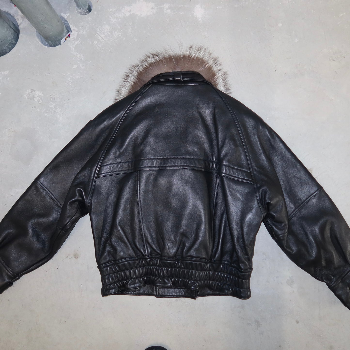 Vintage Leather and Fox Fur Bomber