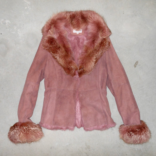 Morgan De Toi Pink Suede Jacket with Real Fur