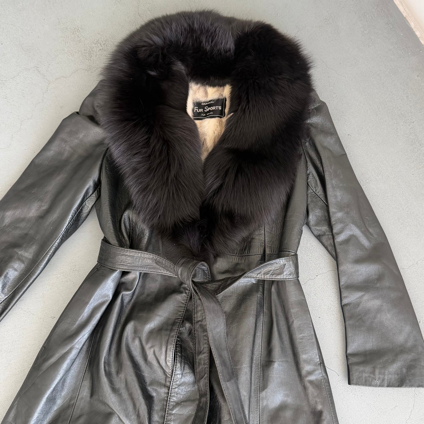 Vintage Leather Fur Lined Trench