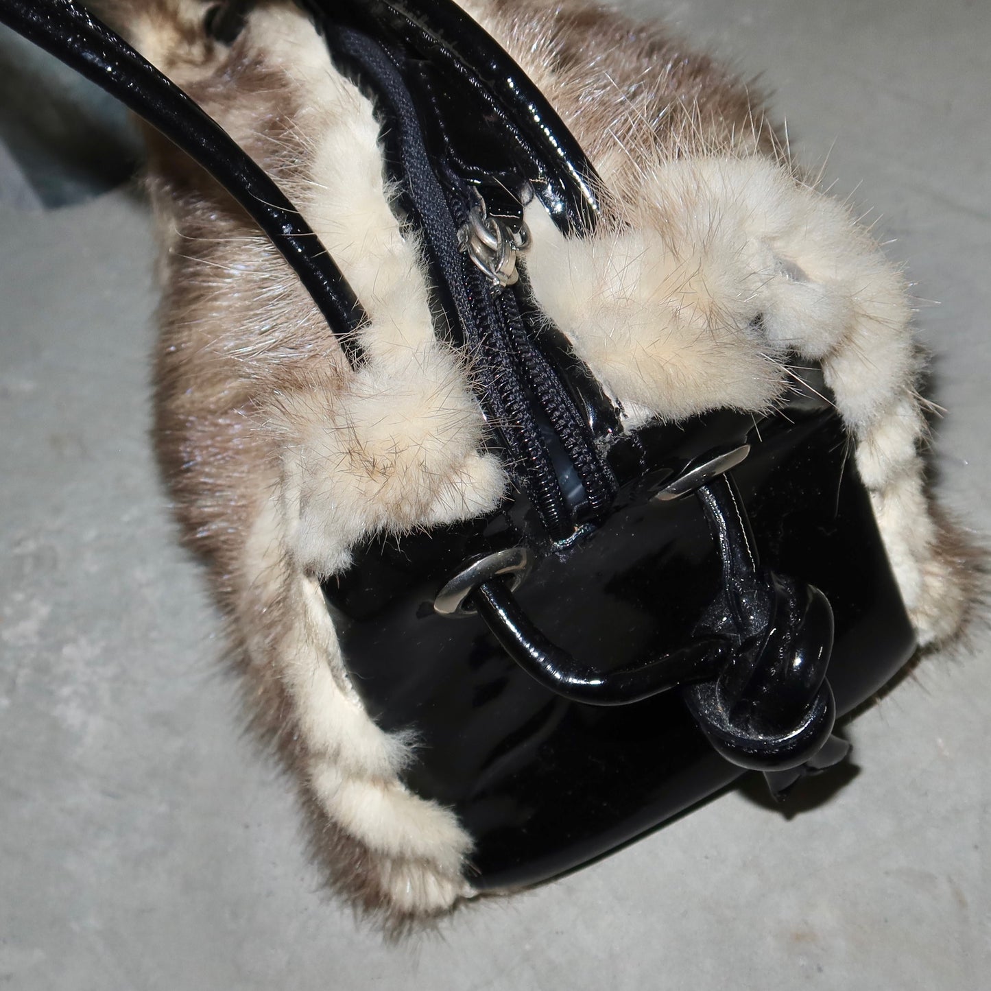Paolo Masi Patent Mink Fur Mini Bag