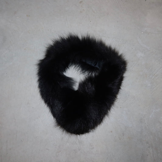 Vintage Black Short Real Fur Collar