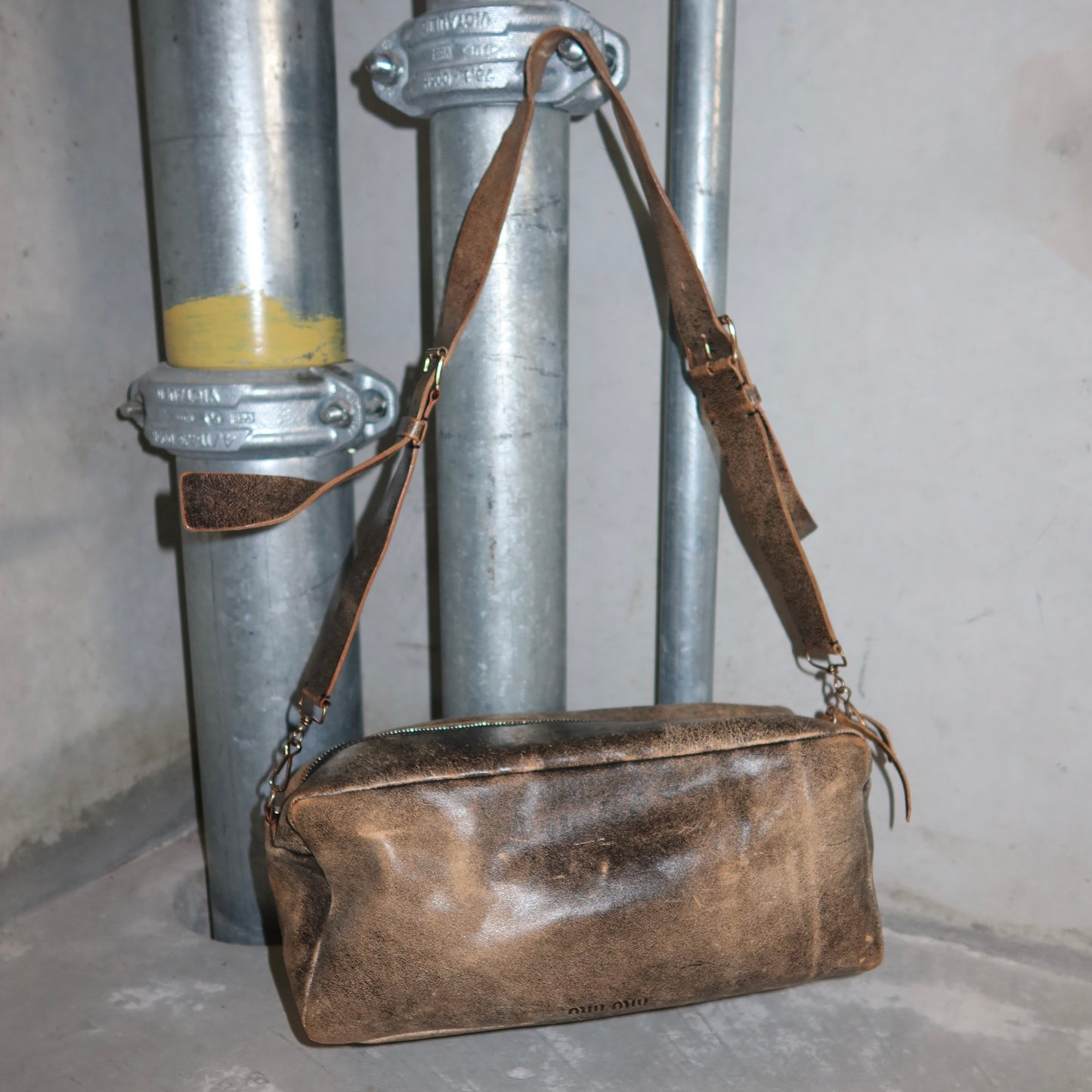 Miu Miu Distressed Leather Camera Bag