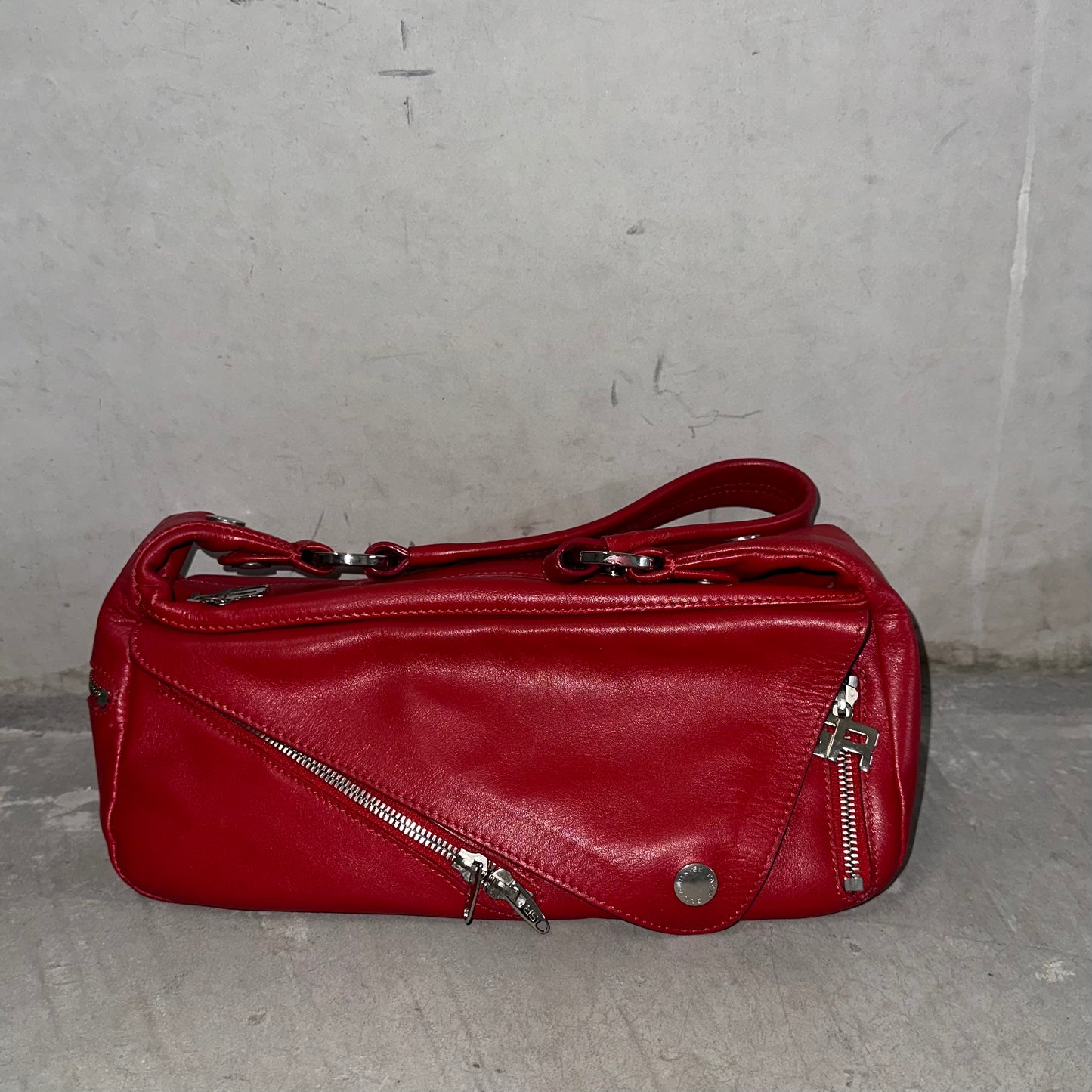 Sonia Rykiel Rare Red Leather Biker Bag