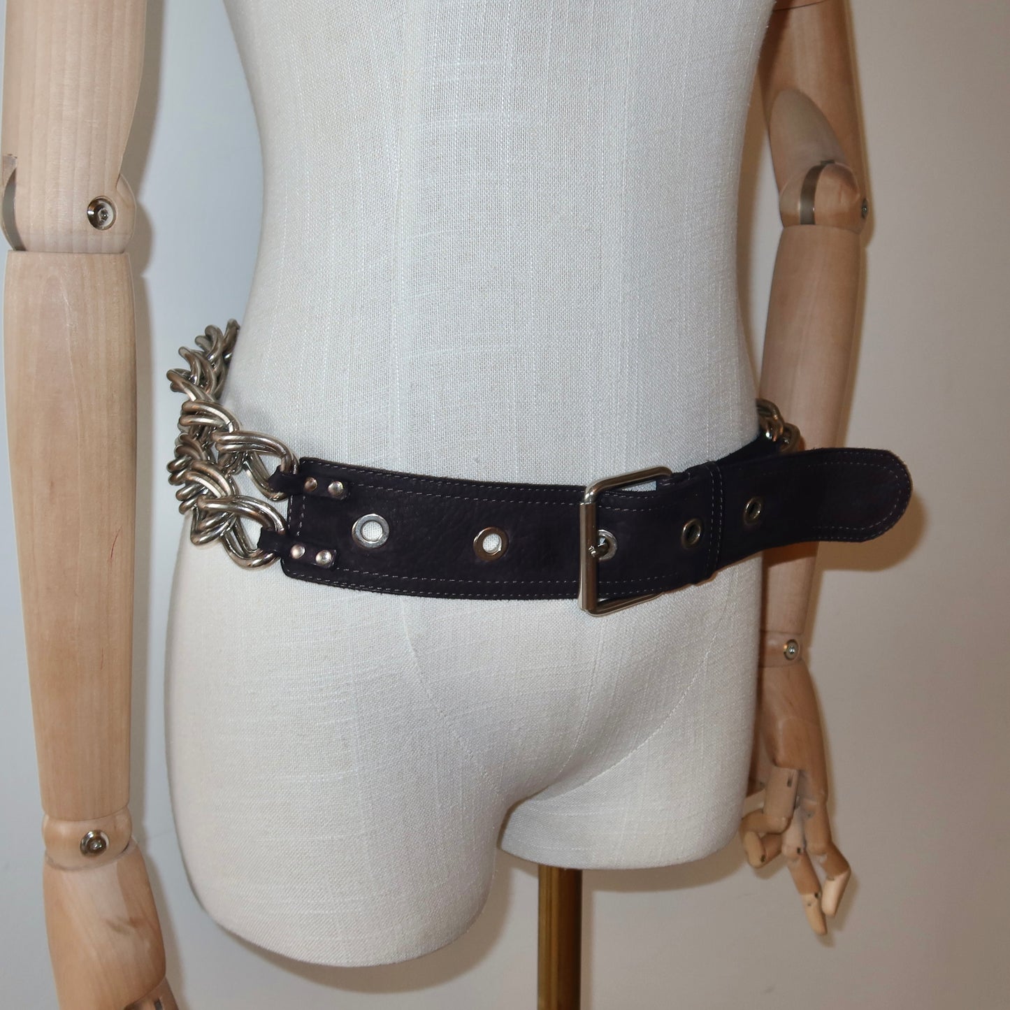Chloé AW2003 Black Suede Chain Belt