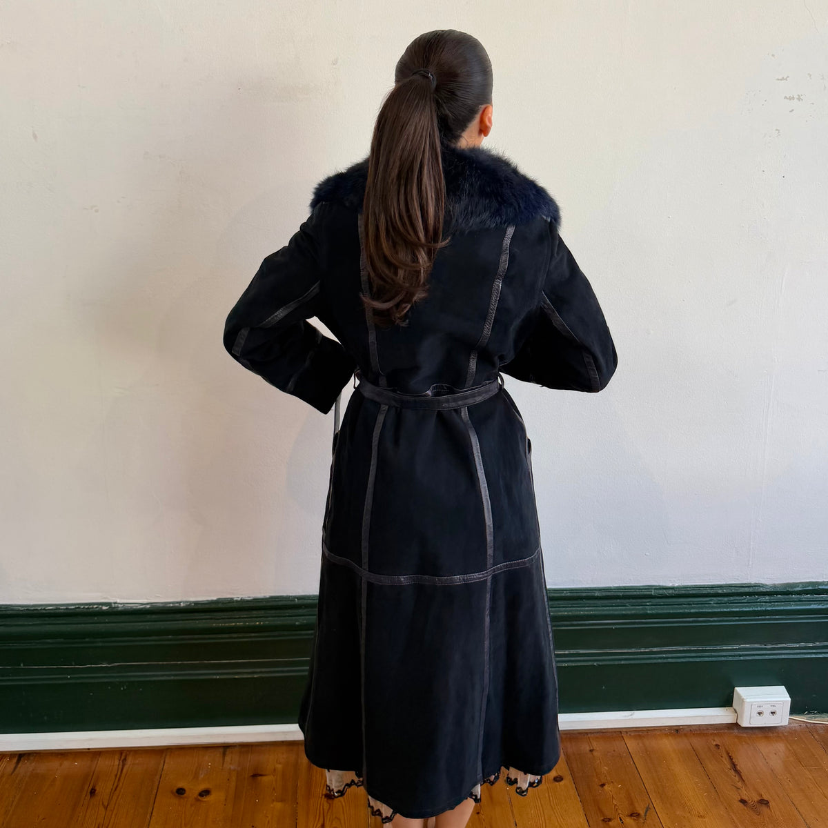 Vintage Suede Fur Lined Trench