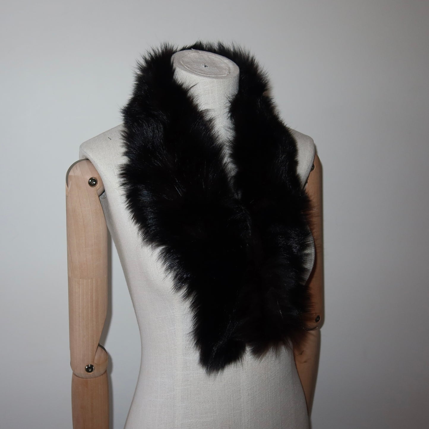 Vintage Skinny Black Real Fur Collar