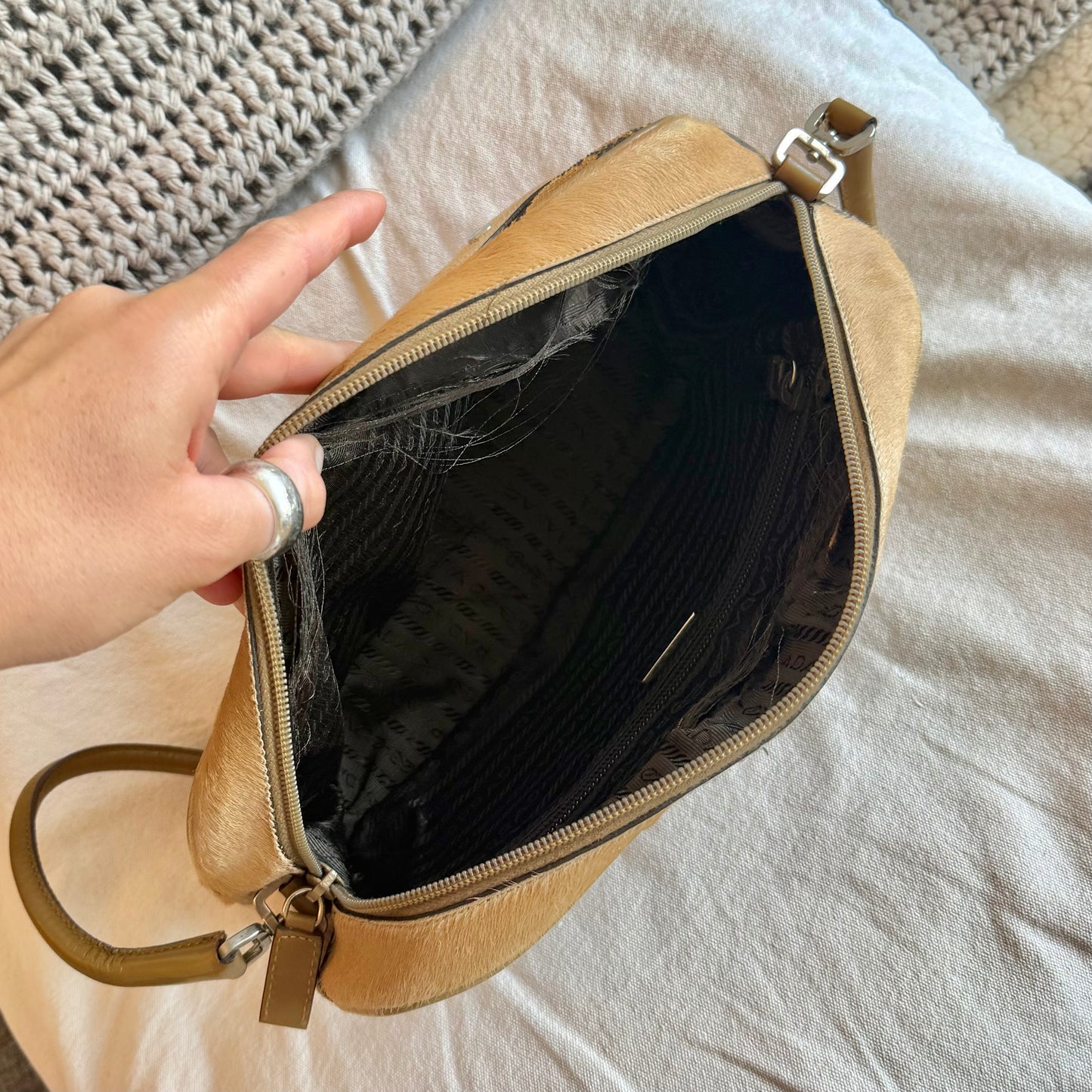 Prada Cowhide and Python Boston Bag