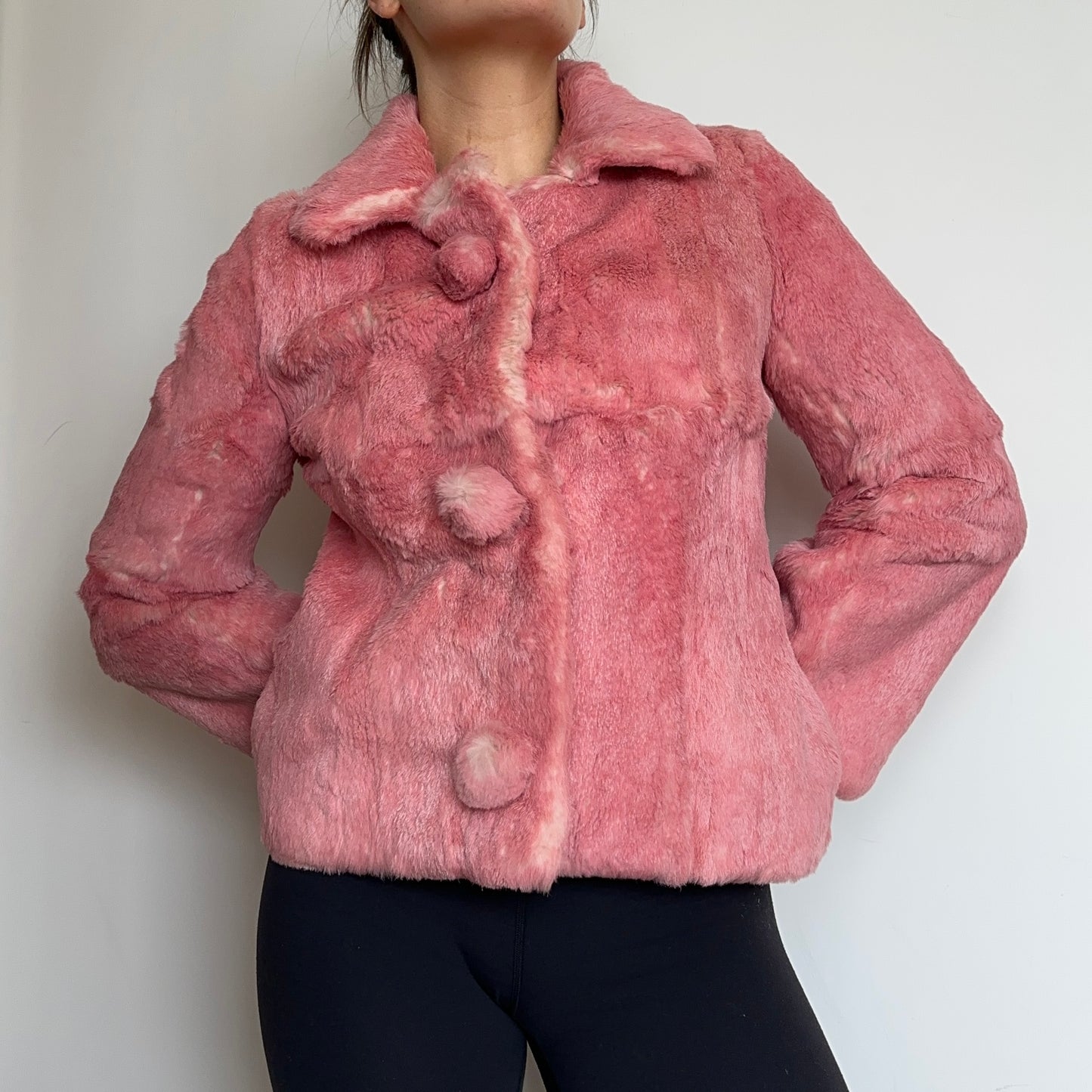 Cynthia Rowley Pink Rabbit Fur Coat