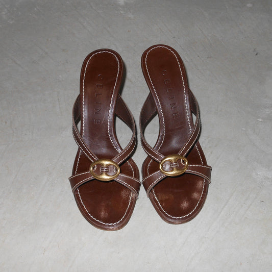 Celine Brown Leather Heels (35)