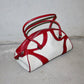 Prada Red and White Bowling Bag