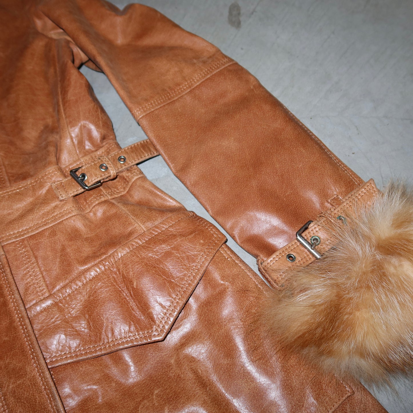 Burberry Leather and Fox Fur Trench