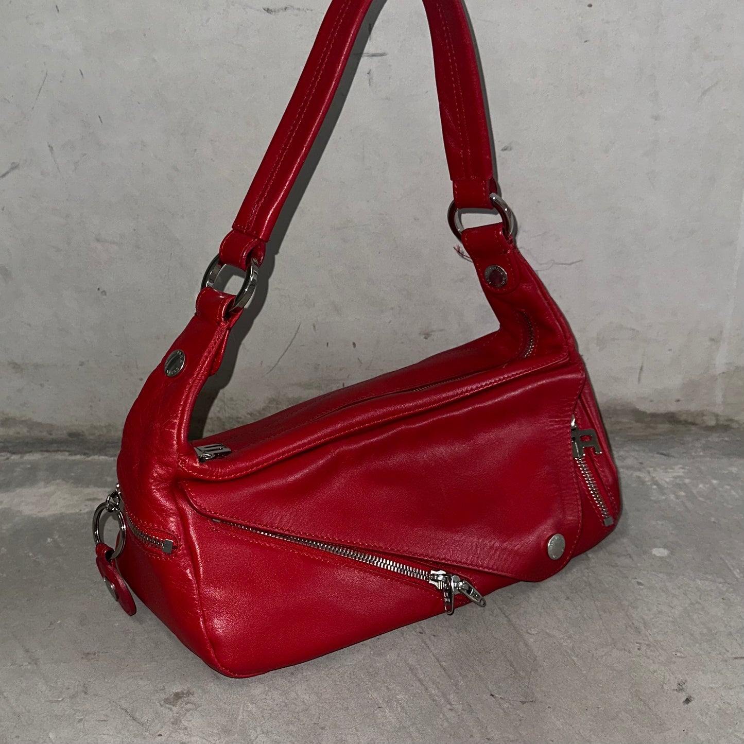 Sonia Rykiel Rare Red Leather Biker Bag