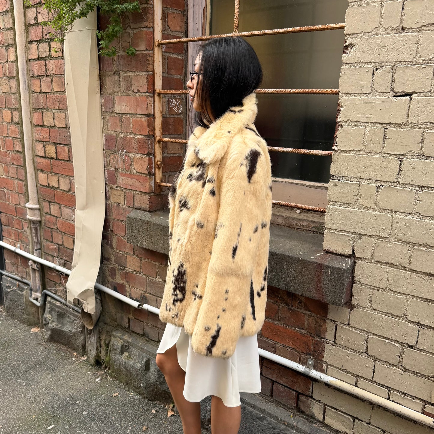 Vintage Spotted Rabbit Fur Coat