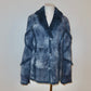 Vintage Blue Leather and Real Fur Coat