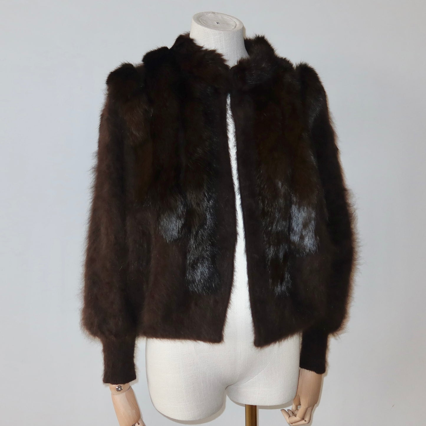 Vintage Brown Angora and Real Fur Cardigan