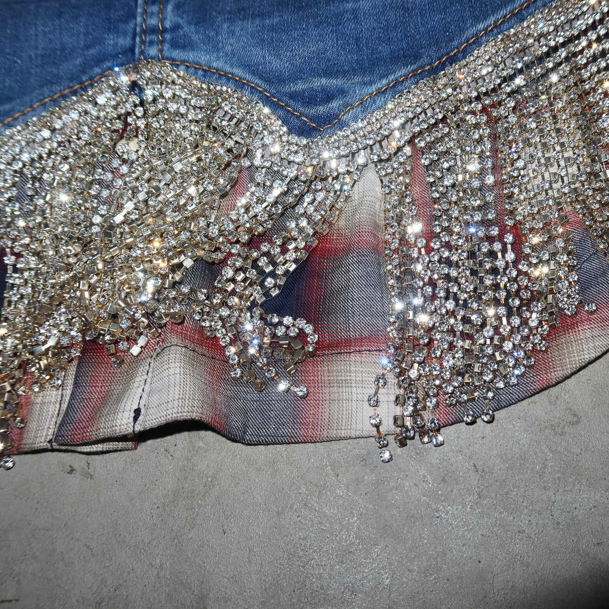 DSquared2 Rhinestone Fringe Denim Skirt
