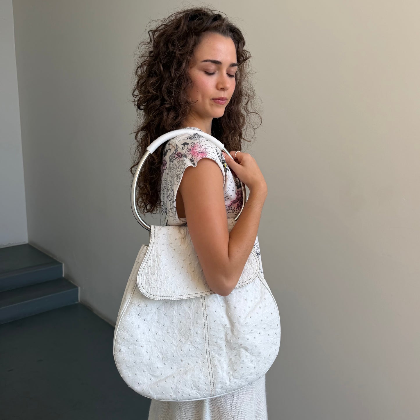 Prada SS2003 Ostrich Ring Handle Bag