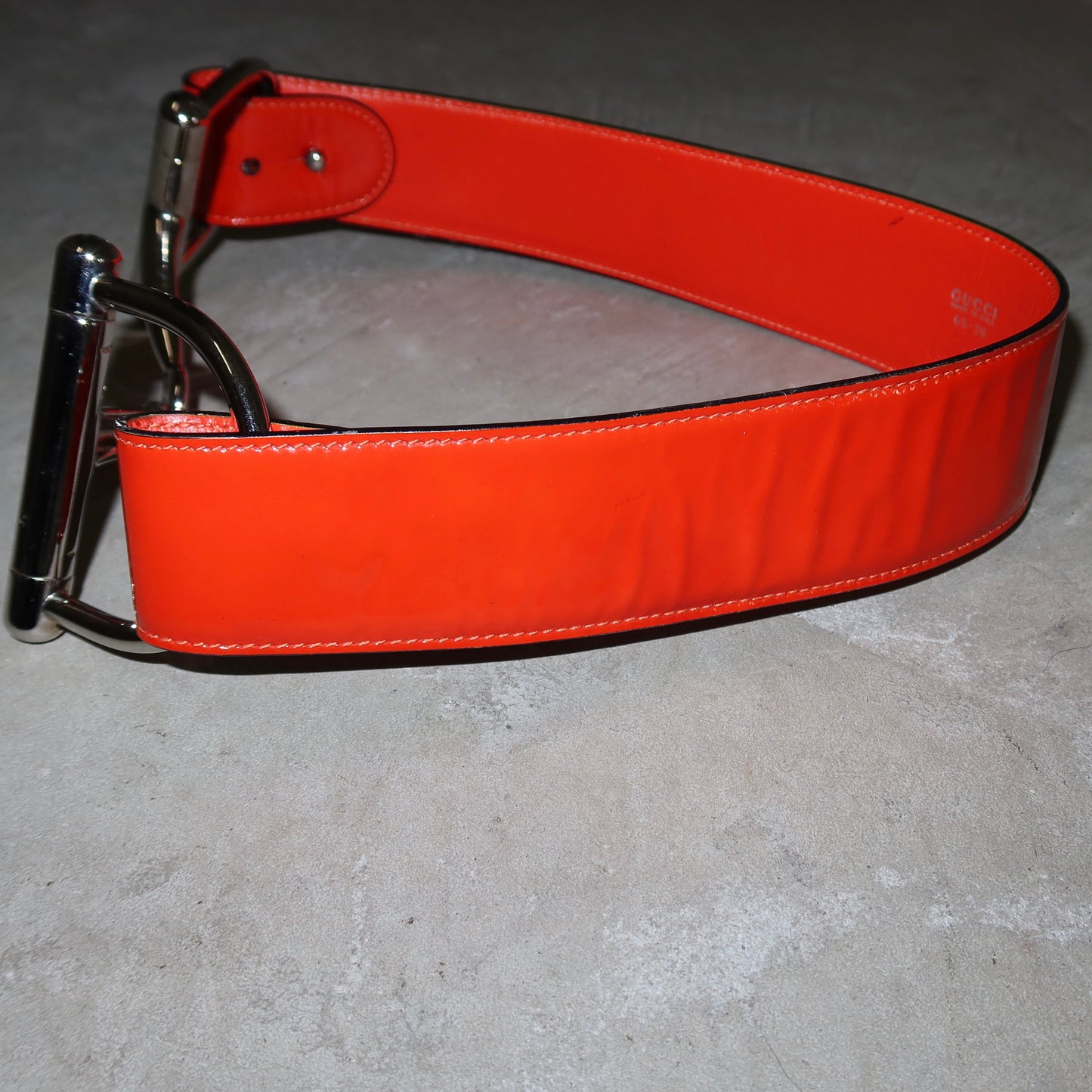 Gucci AW1995 Orange Patent Horsebit Belt