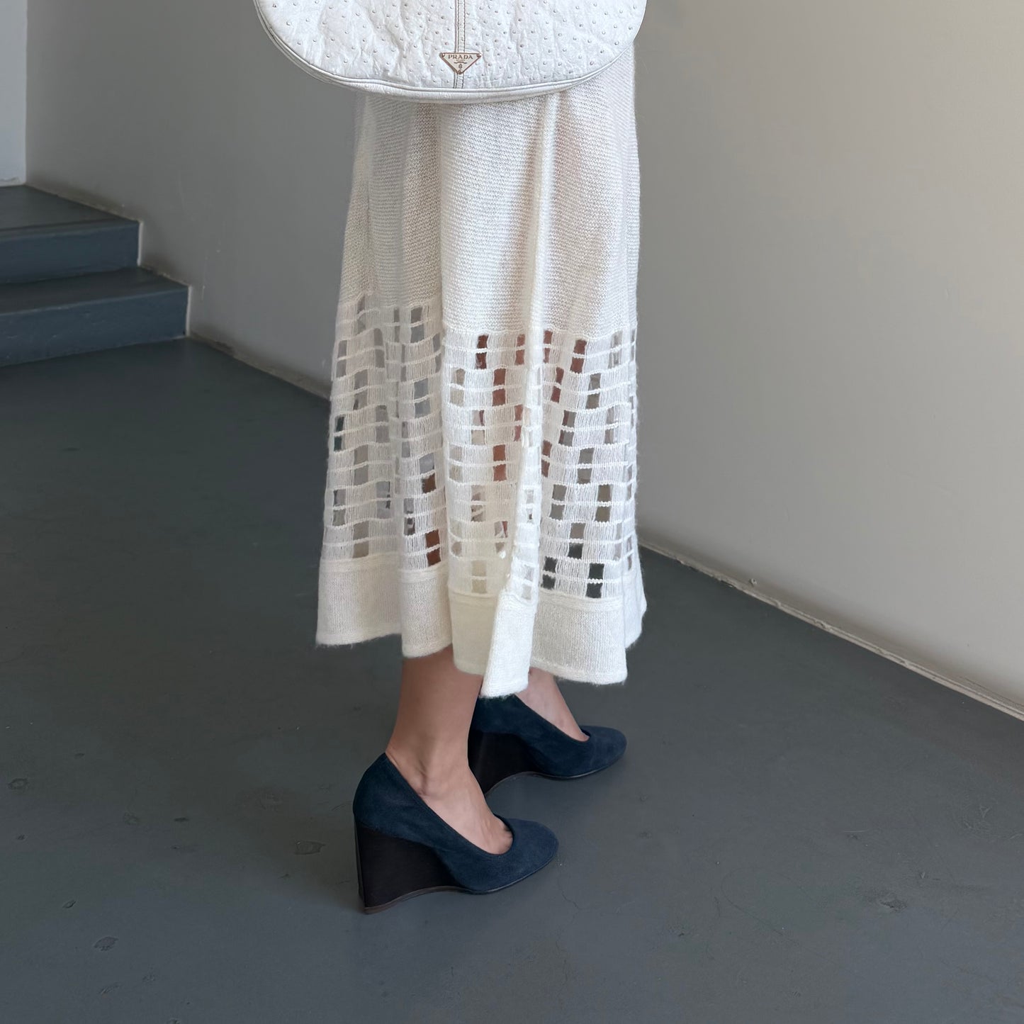 See by Chloé Cut Out Knit Midi Skirt