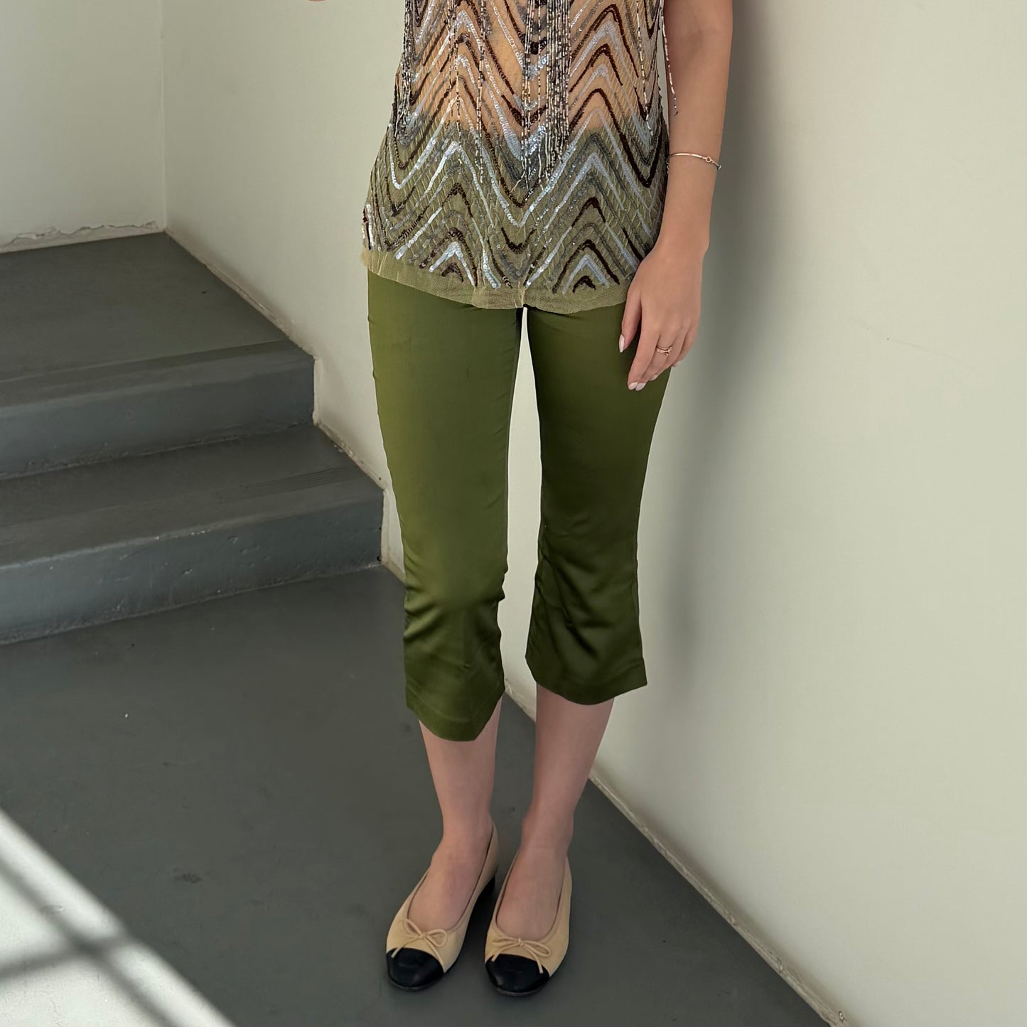 D&G Green Satin Capris