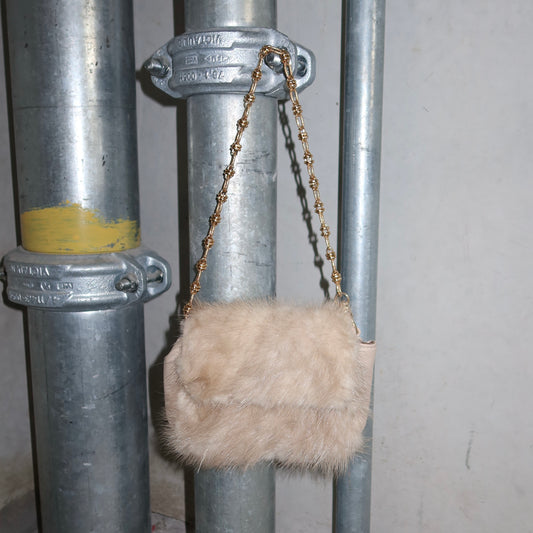 Paolo Masi Cream Mink Fur Micro Bag