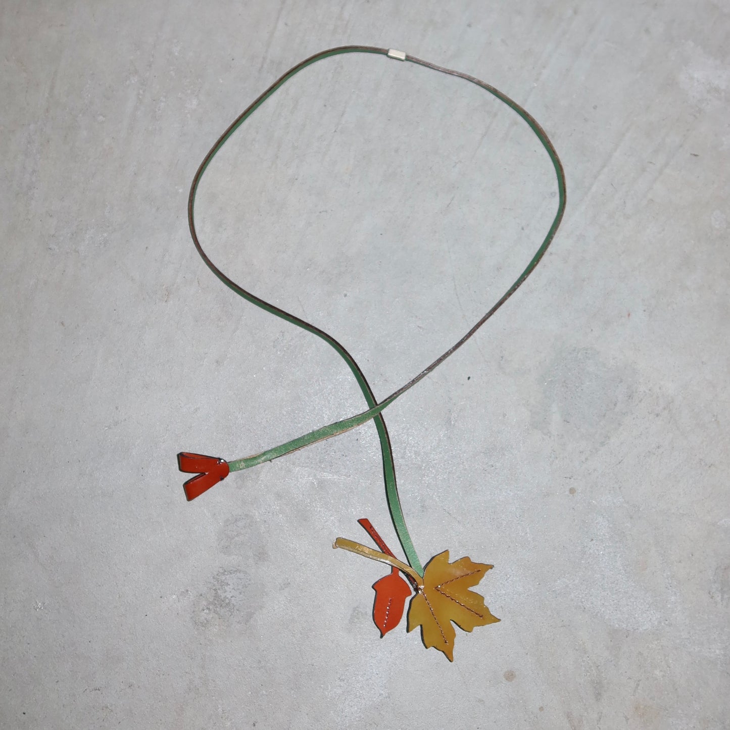 Prada AW1999 Leather Leaf Necklace