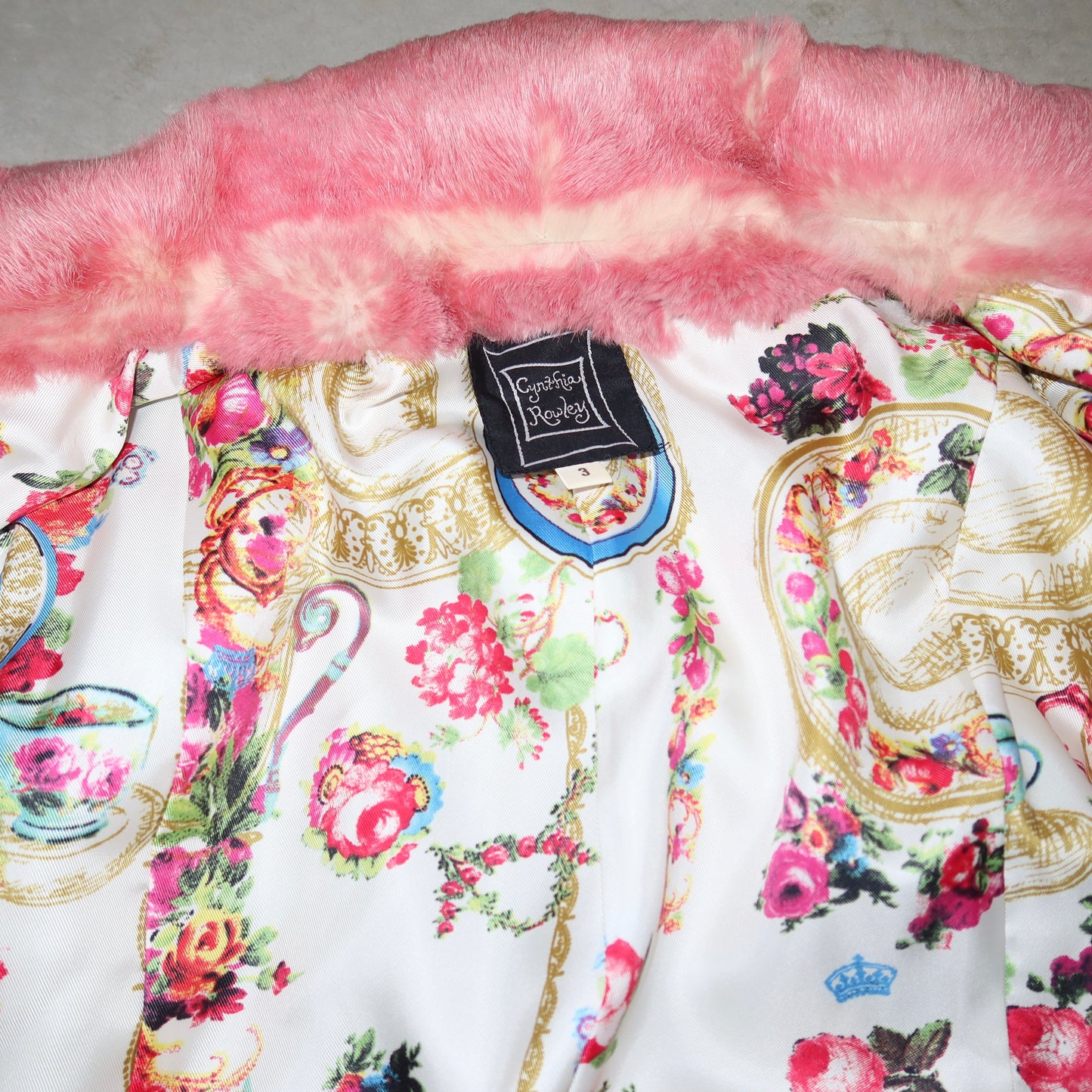 Cynthia Rowley Pink Rabbit Fur Coat