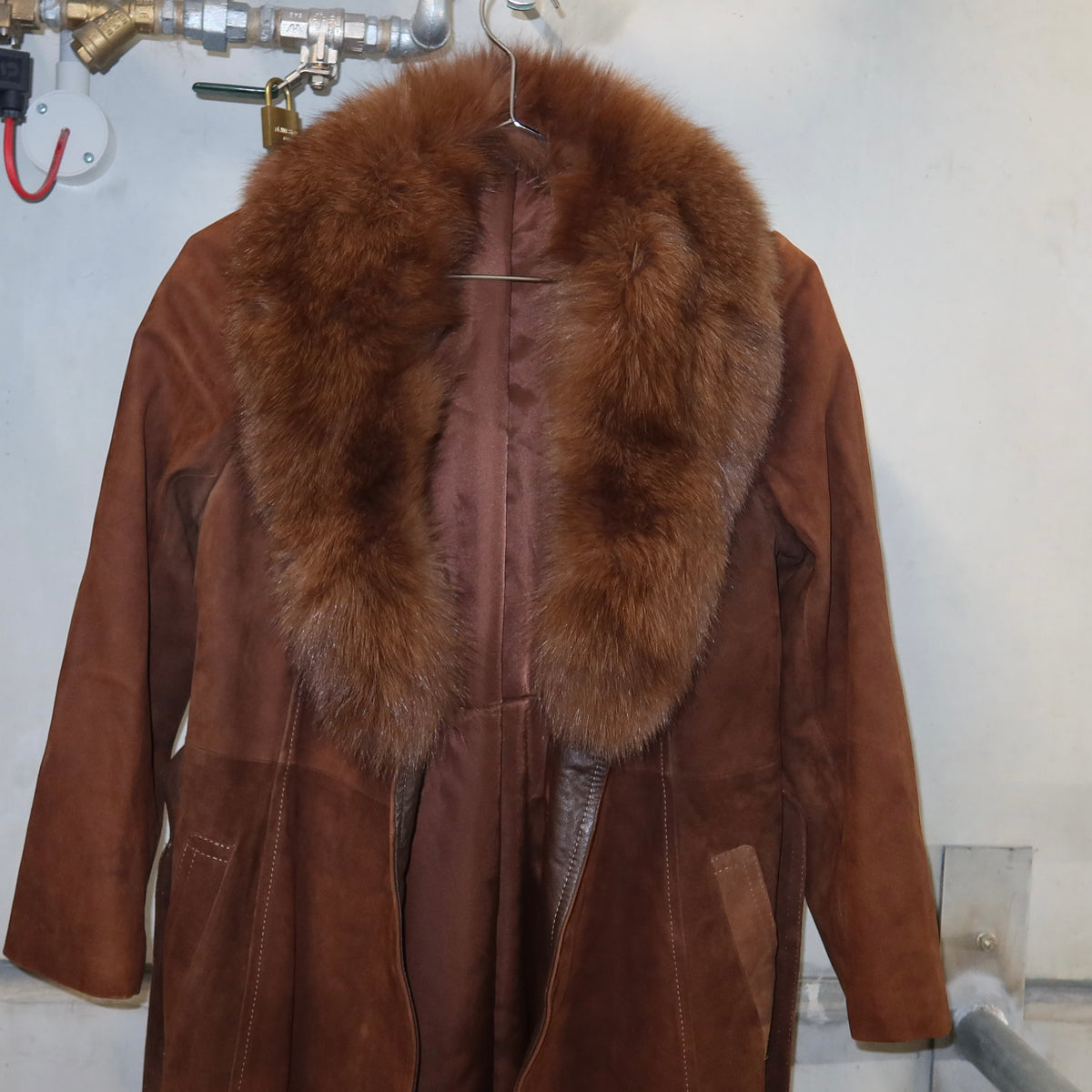 Vintage Suede Fur Trim Trench